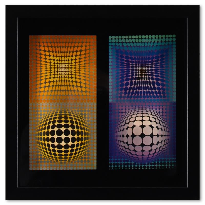 Vasarely; VP - 118 & VP - 108 de la serie Structures Universelles Du Damier Gold & Silver Pawn Shop