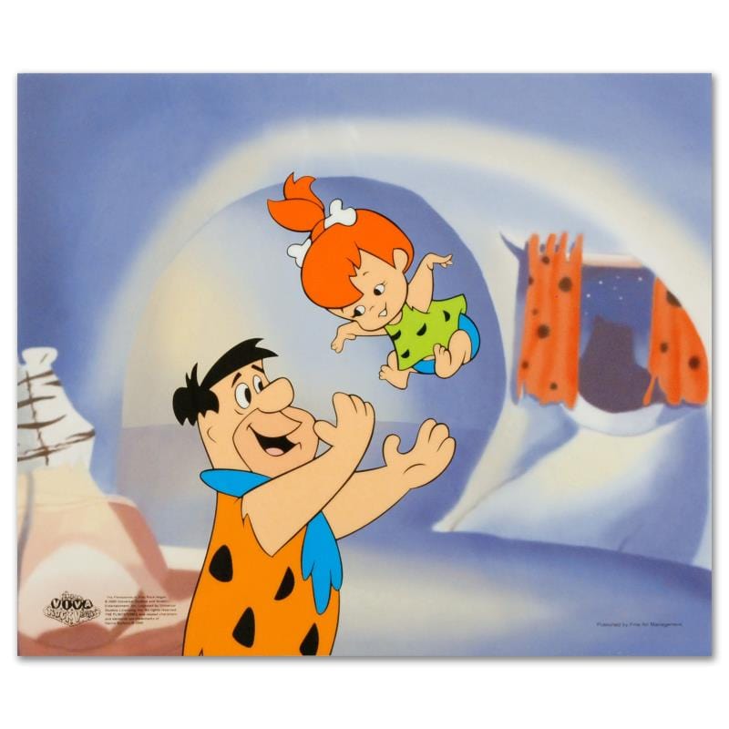 The Flintstones Pebbles & Bam Bam framed Animation Art Collectible 