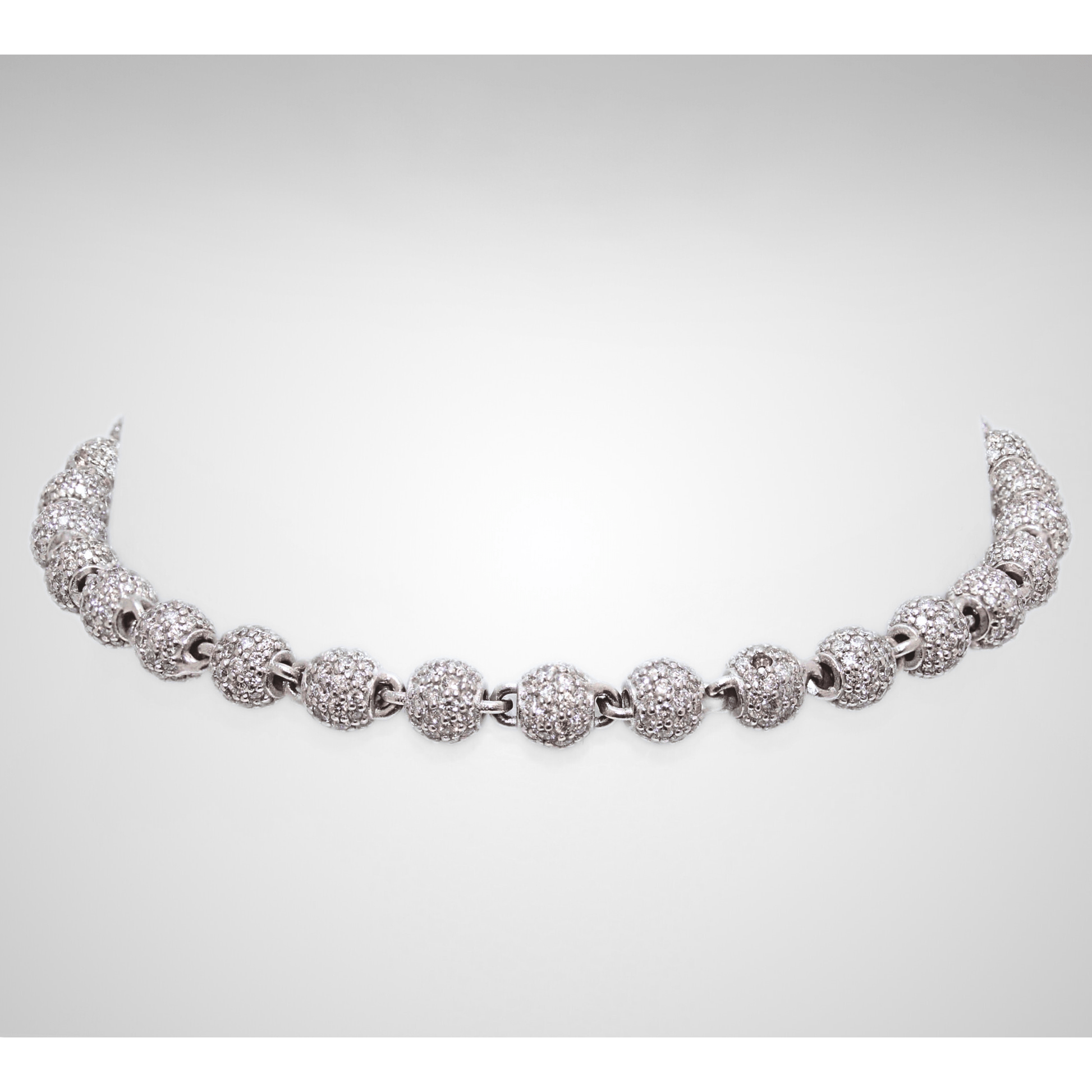 10K White Gold 11.8G Diamond Sphere Bracelet Angled VIew