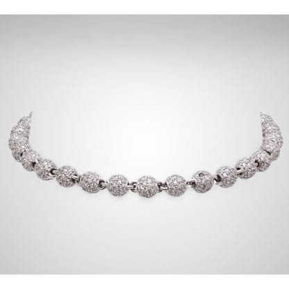 10K White Gold 11.8G Diamond Sphere Bracelet Angled VIew