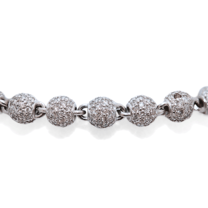 10K White Gold 11.8G Diamond Sphere Bracelet Close Up View