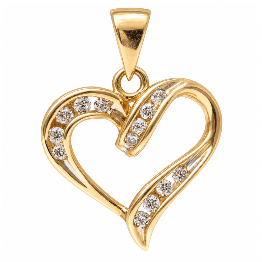 10K White Gold Diamond Open Heart Pendant Gold & Silver Pawn Shop