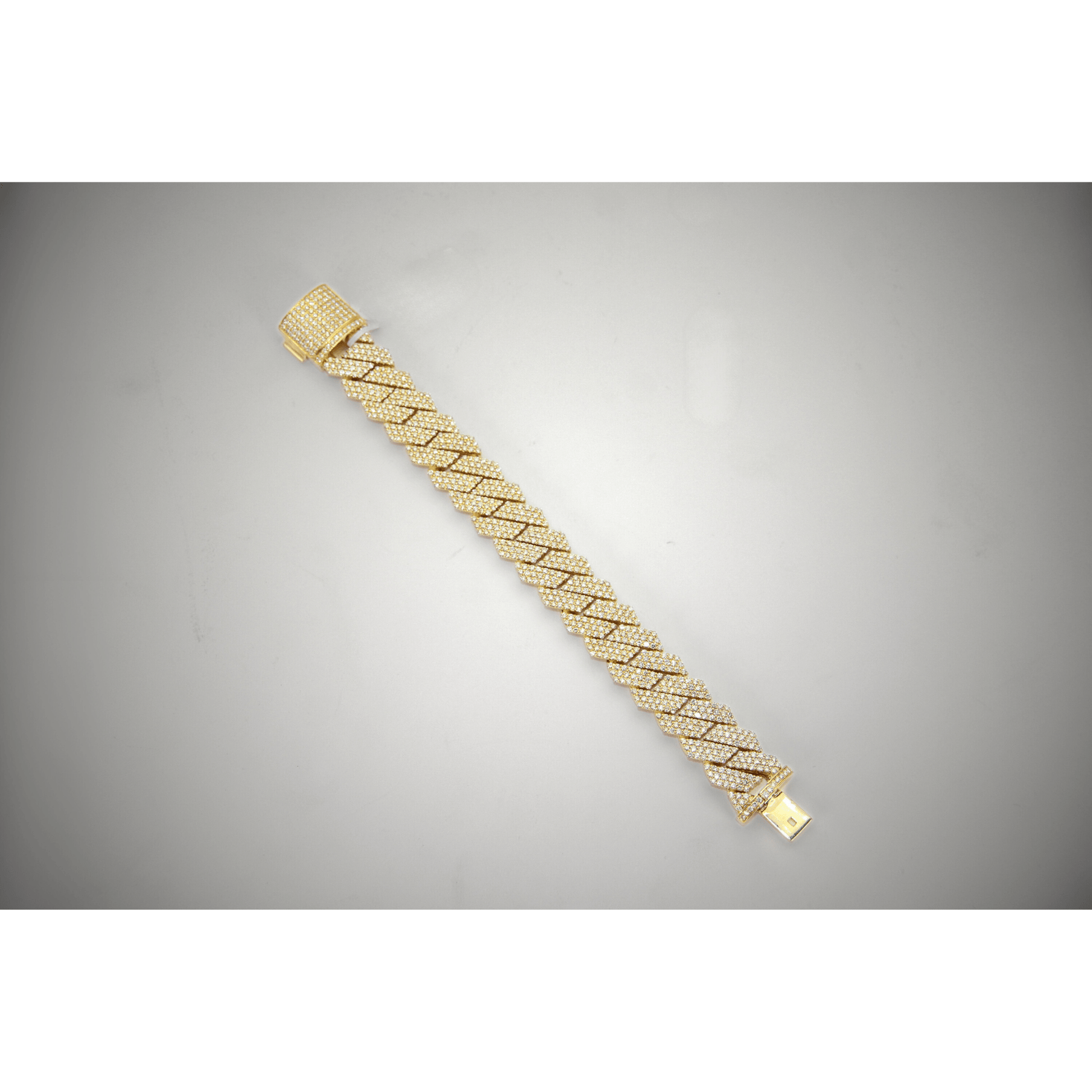 10K Yellow Gold Diamond Bracelet Full Length Angled View