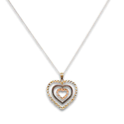 10K Yellow Gold 2G 3 Hearts Pendant Necklace Thumbnail