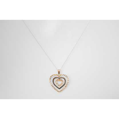 10K Yellow Gold 2G 3 Hearts Pendant Necklace Zoomed Out