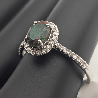 14K White Gold 1.8G Opal Diamond Ring