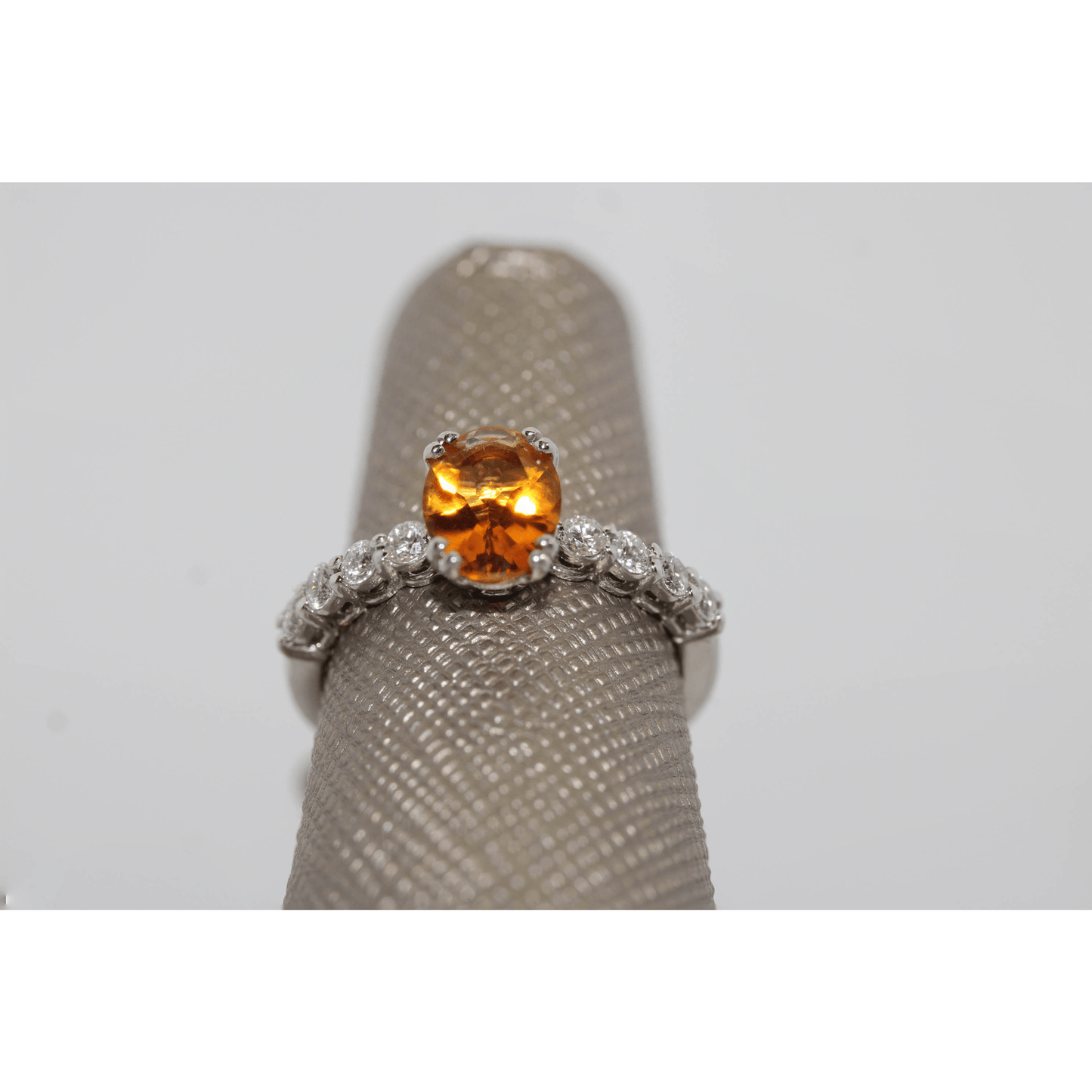 14K Citrine Oval Diamond Ring