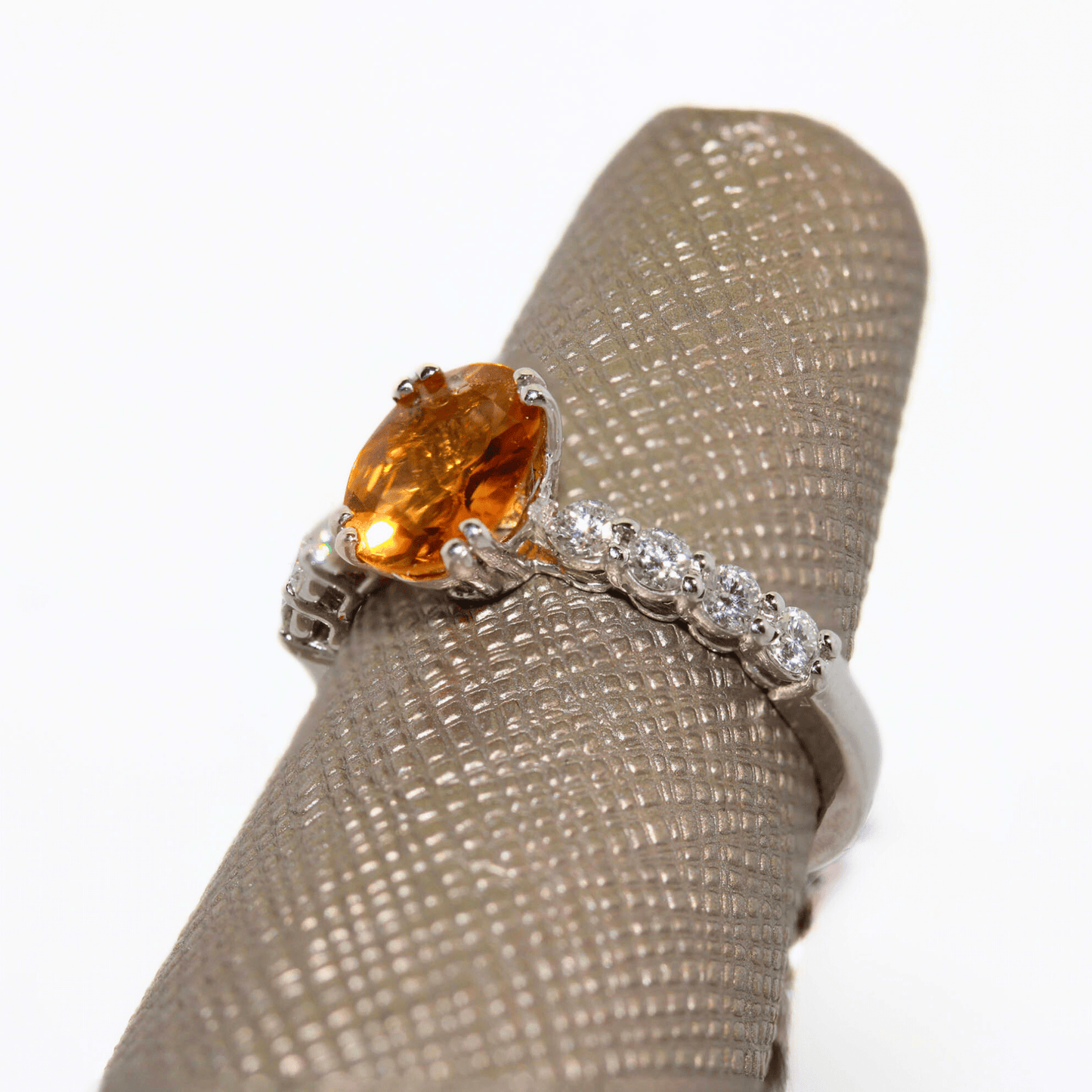 14K Citrine Oval Diamond Ring