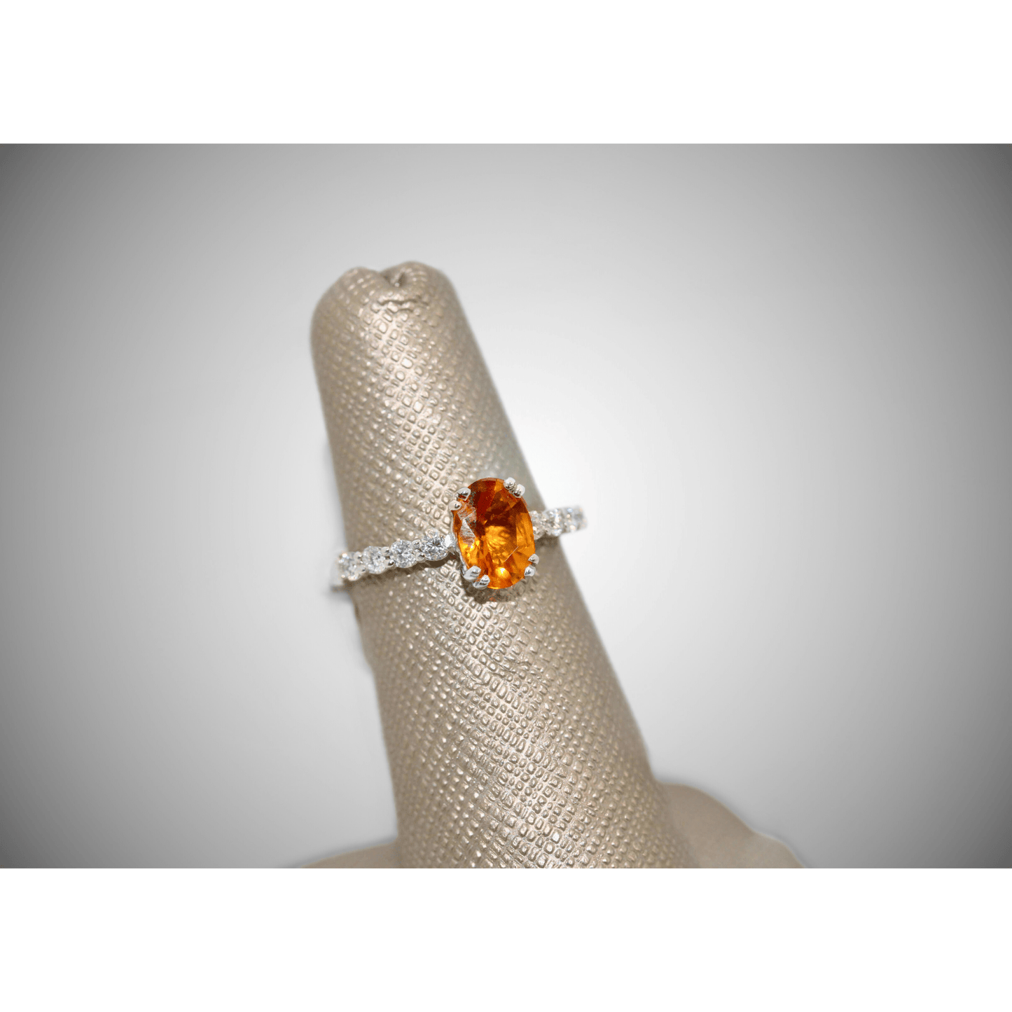 14K Citrine Oval Diamond Ring