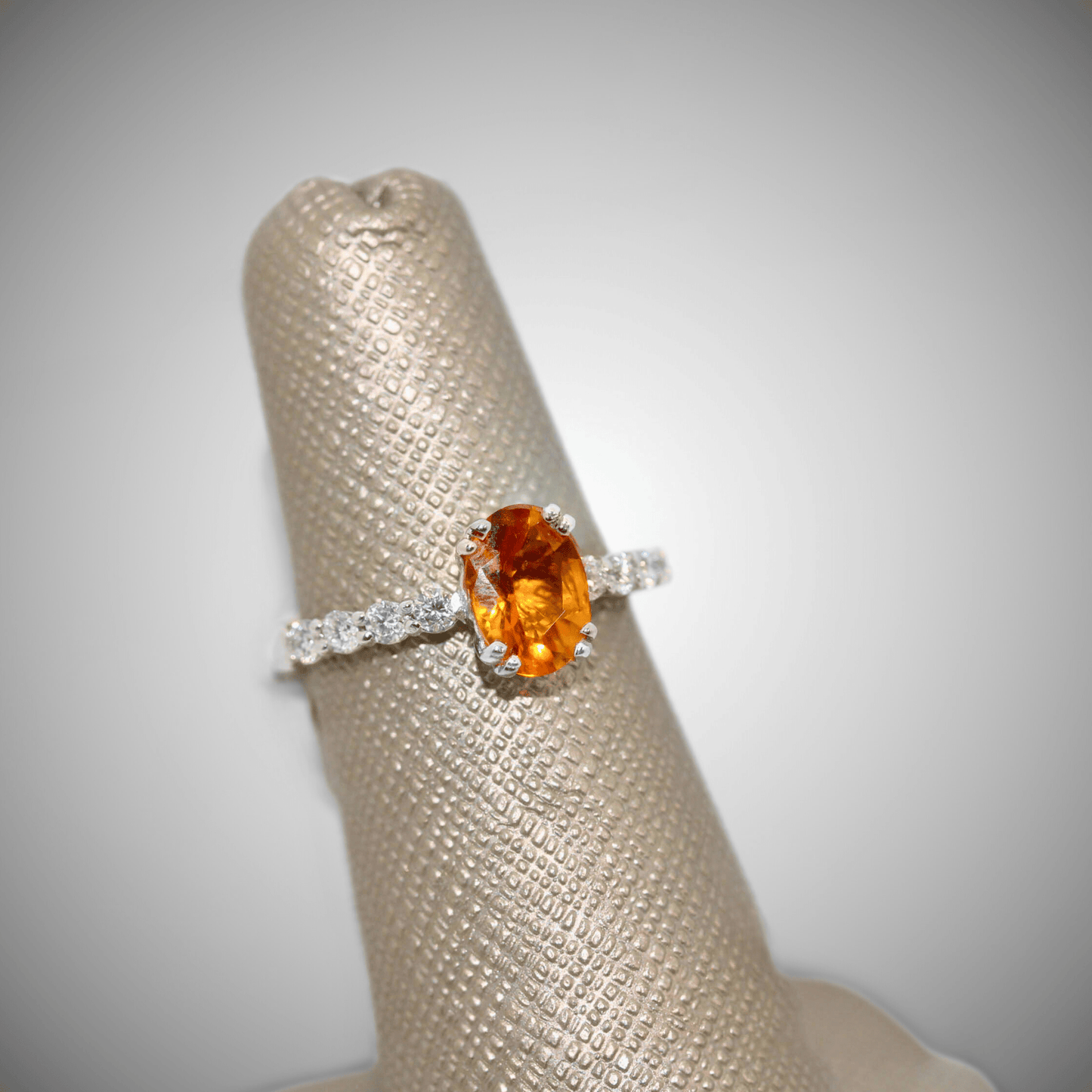 14K Citrine Oval Diamond Ring