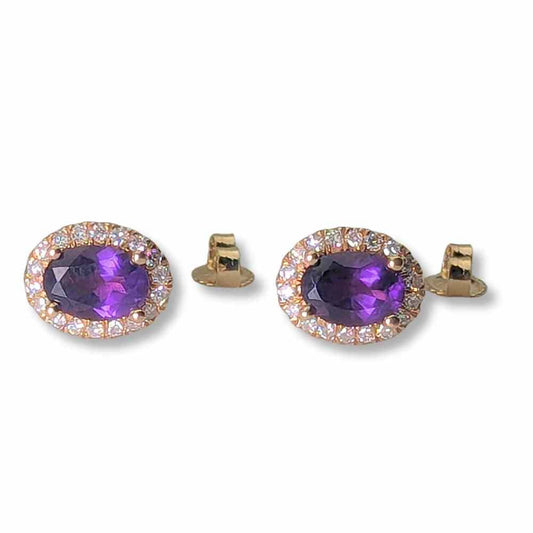 14K Rose Gold 4.6G Purple Stone Earrings Thumbnail