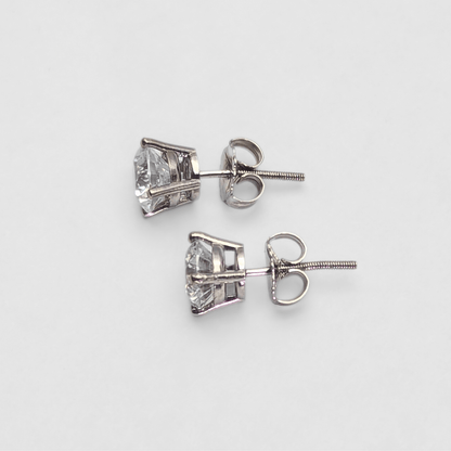 14K White Gold 1.2G Diamond Earrings Full View