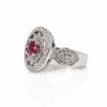 14K White Gold Ruby & Diamond Filigree Halo Statement Ring
Gold & Silver Pawn Shop