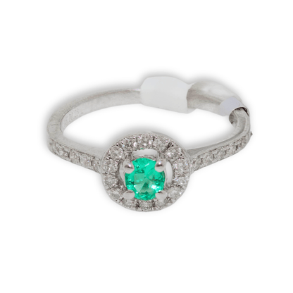 14K White Gold 2.30G Emerald Diamond Ring