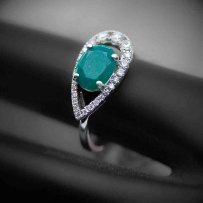 14K White Gold Colored Stone Ring Thumbnail