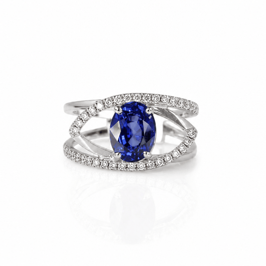 14K White Gold 2.40 CT Sapphire & Diamond Split Shank Ring
Gold & Silver Pawn Shop