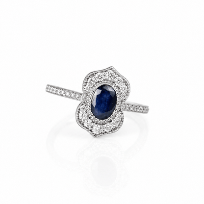 14K White Gold Sapphire & Diamond Halo Ring
Gold & Silver Pawn Shop
