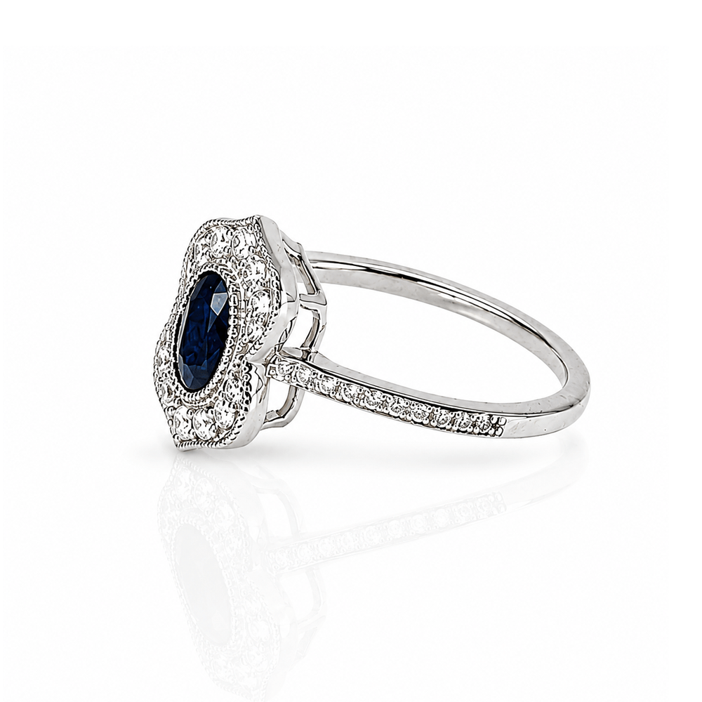 14K White Gold Sapphire & Diamond Halo Ring
Gold & Silver Pawn Shop