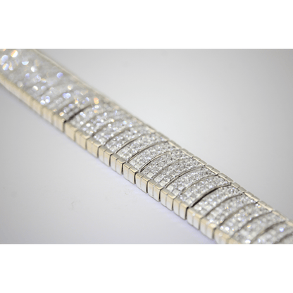 14K White Gold Diamond Bracelet Angled Link View