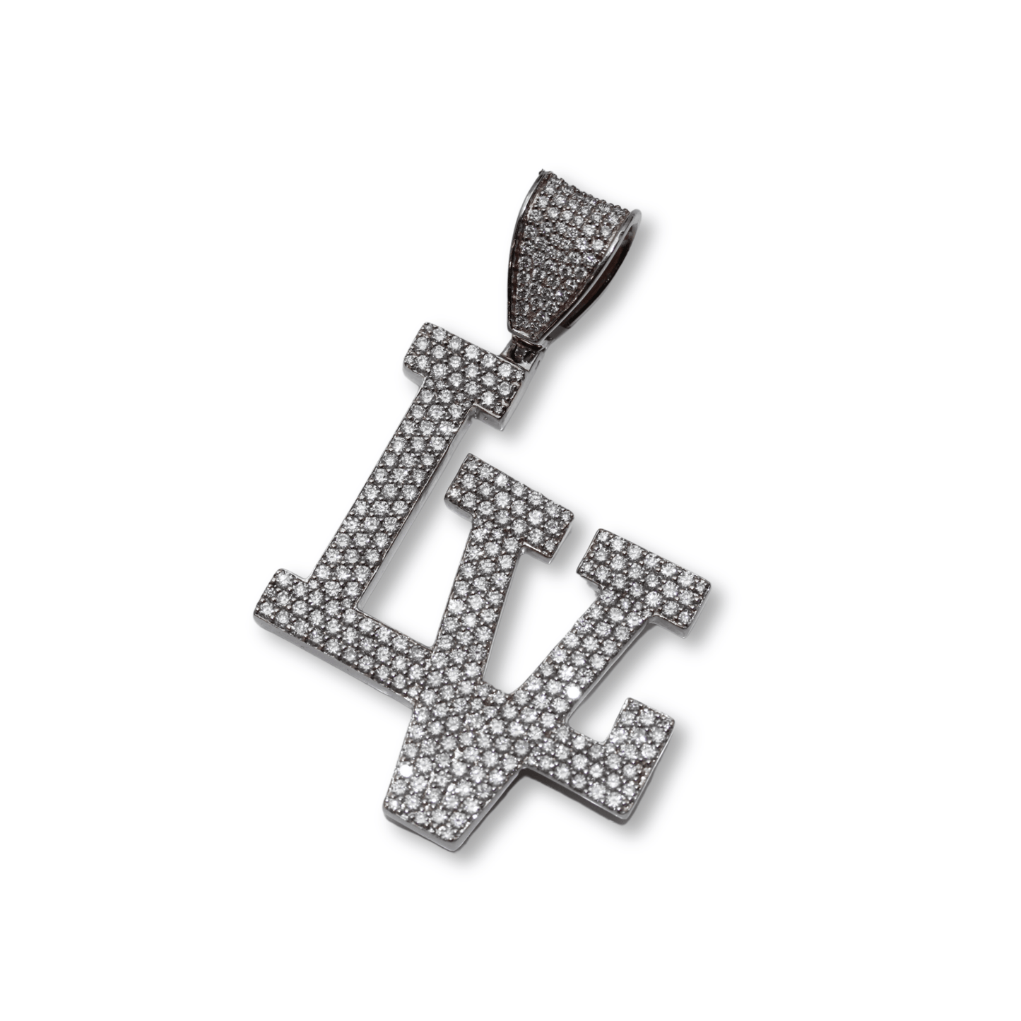 14K White Gold 69G Diamond LV Pendant Extra View