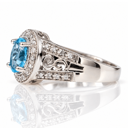 14K White Gold Blue Gemstone Diamond Filigree Ring
Gold & Silver Pawn Shop
