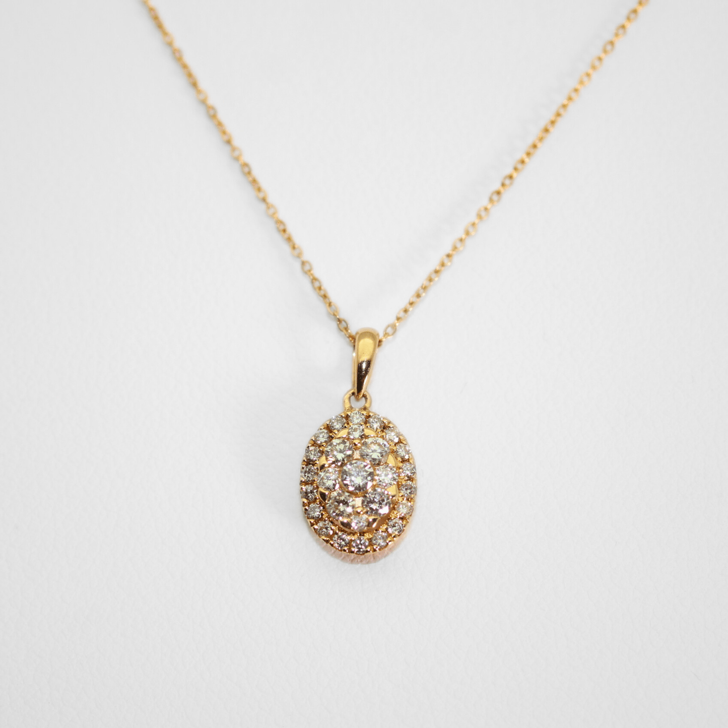 14K Yellow Gold 1.63G Diamond Pendant Necklace Front View 