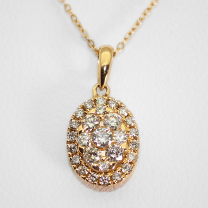 14K Yellow Gold 1.63G Diamond Pendant Necklace Front View Close Up