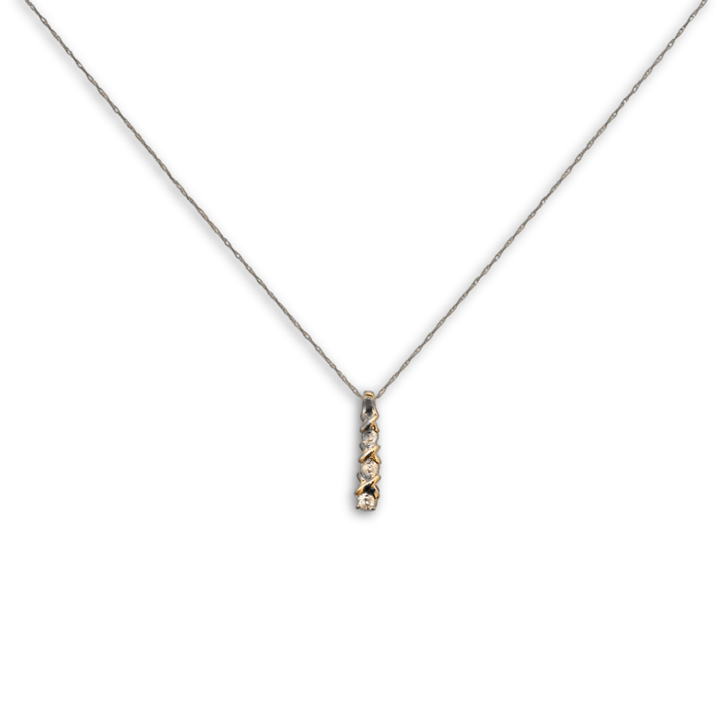 14K Yellow Gold 1.7G Diamond Pendant Necklace Display 