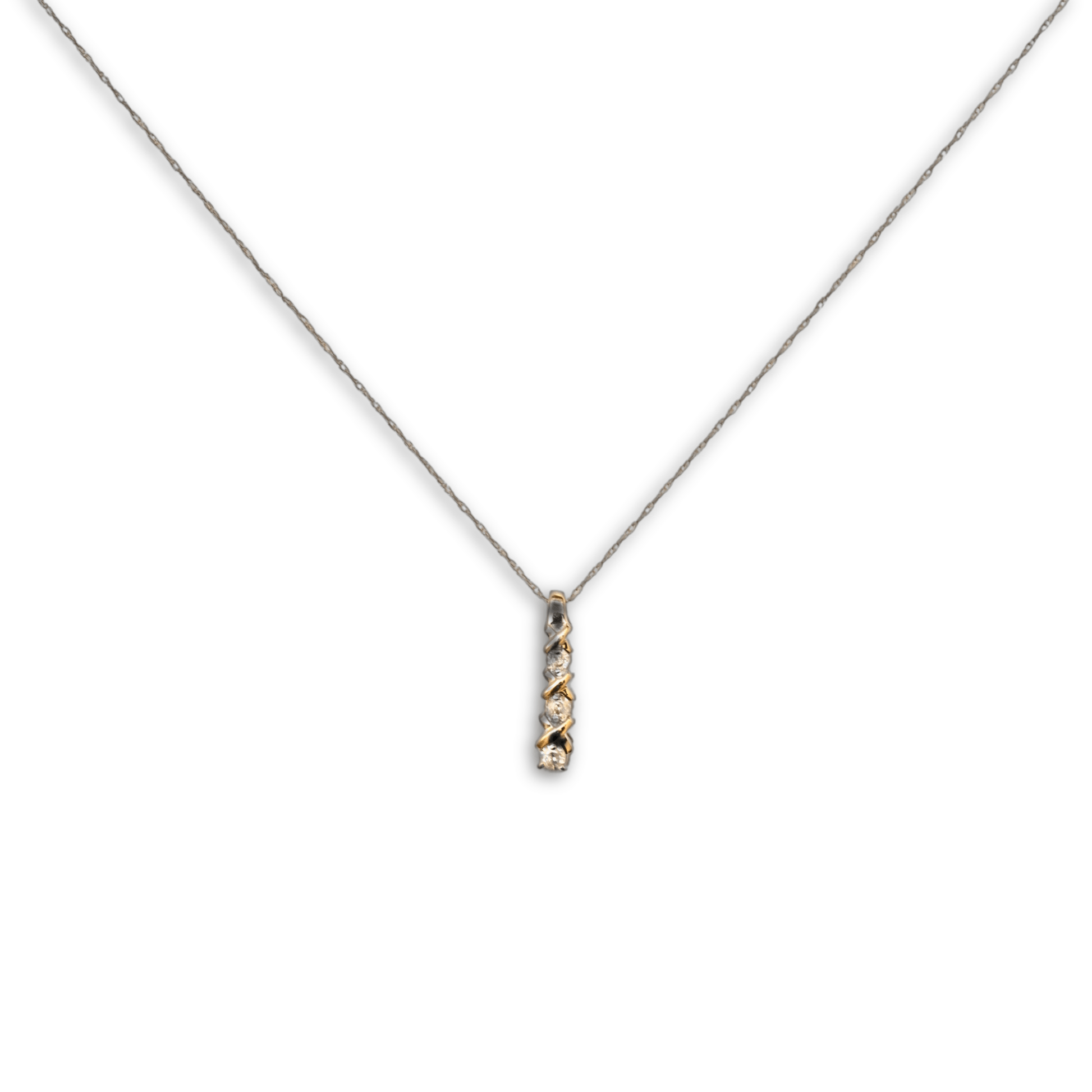 14K Yellow Gold 1.7G Diamond Pendant Necklace Display 