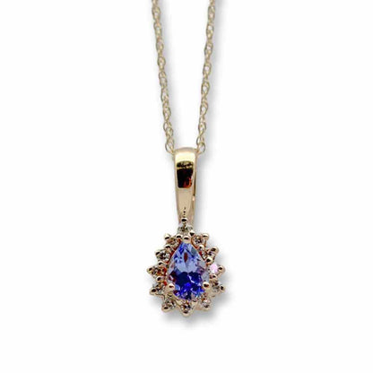 14K Yellow Gold 1.8G Purple Stone Necklace Thumbnail