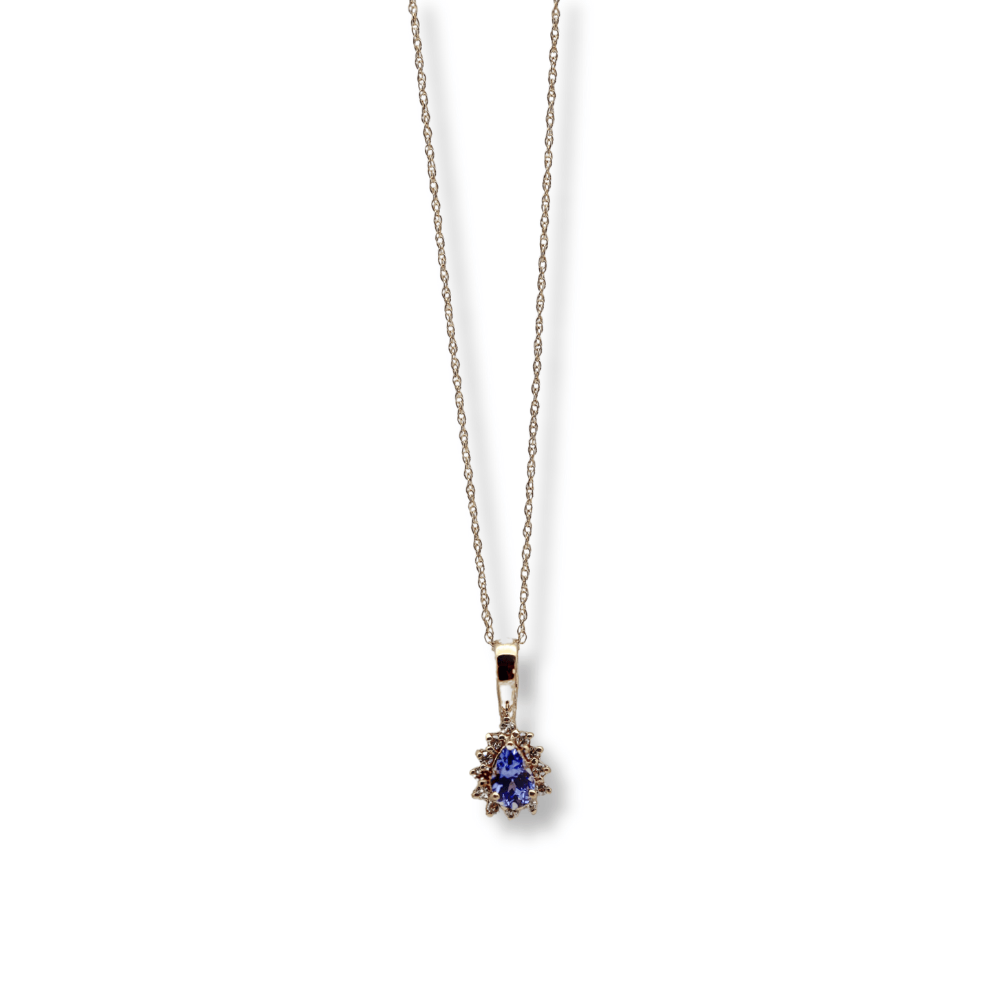 14K Yellow Gold 1.8G Purple Stone Necklace 