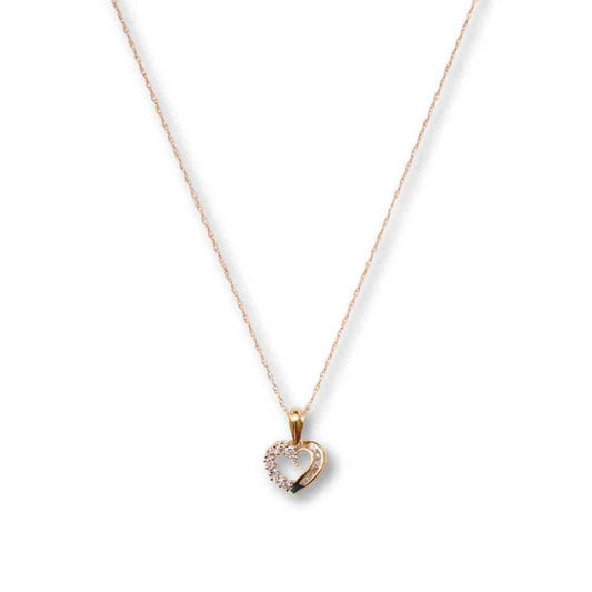 14K Yellow Gold 2.2G Diamond Heart Pendant Necklace Thumbnail