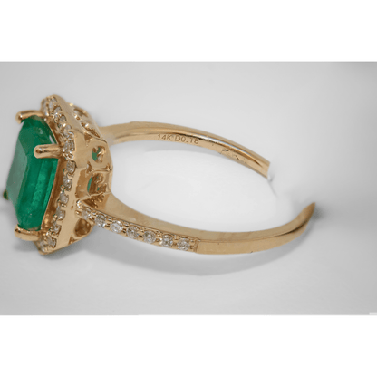 14K Yellow Gold 2.55G Emerald Diamond Ring