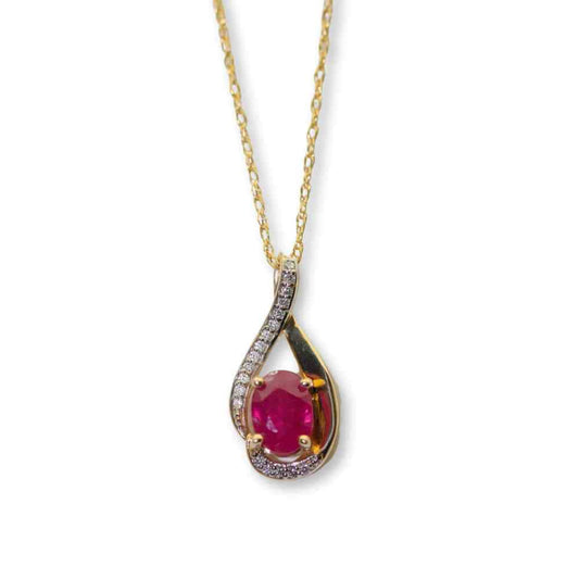 14K Yellow Gold 2.5G Ruby Diamond Necklace Thumbnail