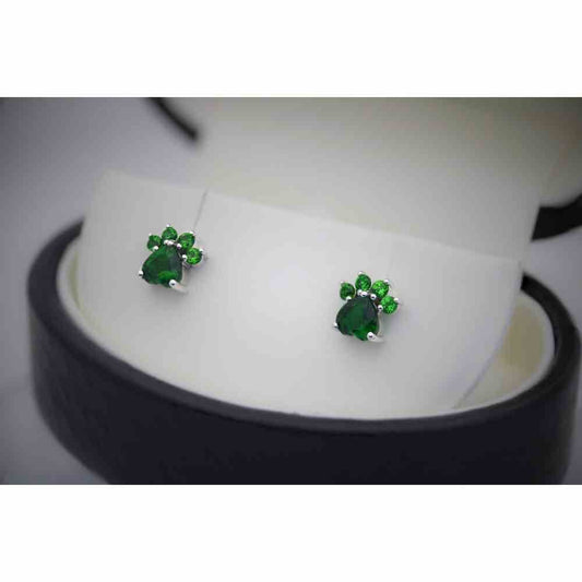 14k Chrome Diopside Paw Studs Thumbnail