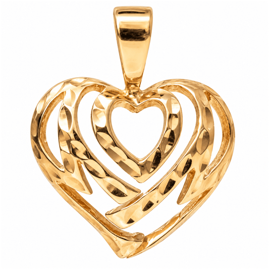 14K Yellow Gold Diamond-Cut Triple Heart Pendant – 3.2g
Gold & Silver Pawn Shop