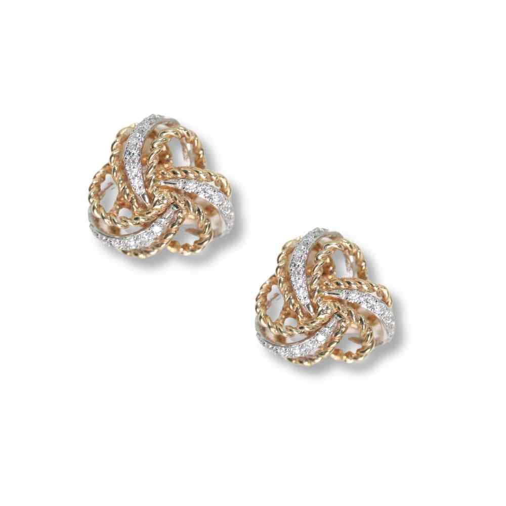 14K Yellow Gold Twisted Knot Stud Earrings Thumbnail