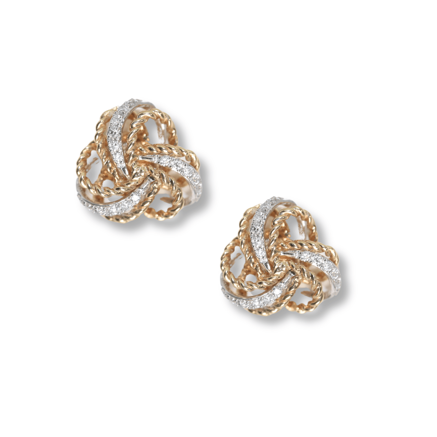 14K Yellow Gold Twisted Knot Stud Earrings