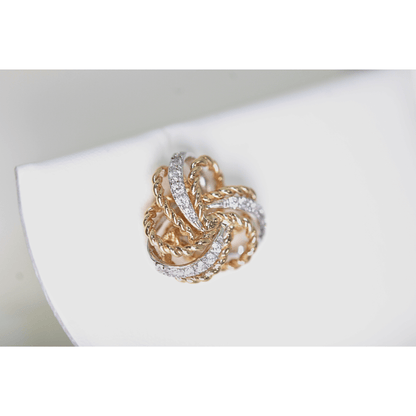 14K Yellow Gold Twisted Knot Stud Earrings Close Up