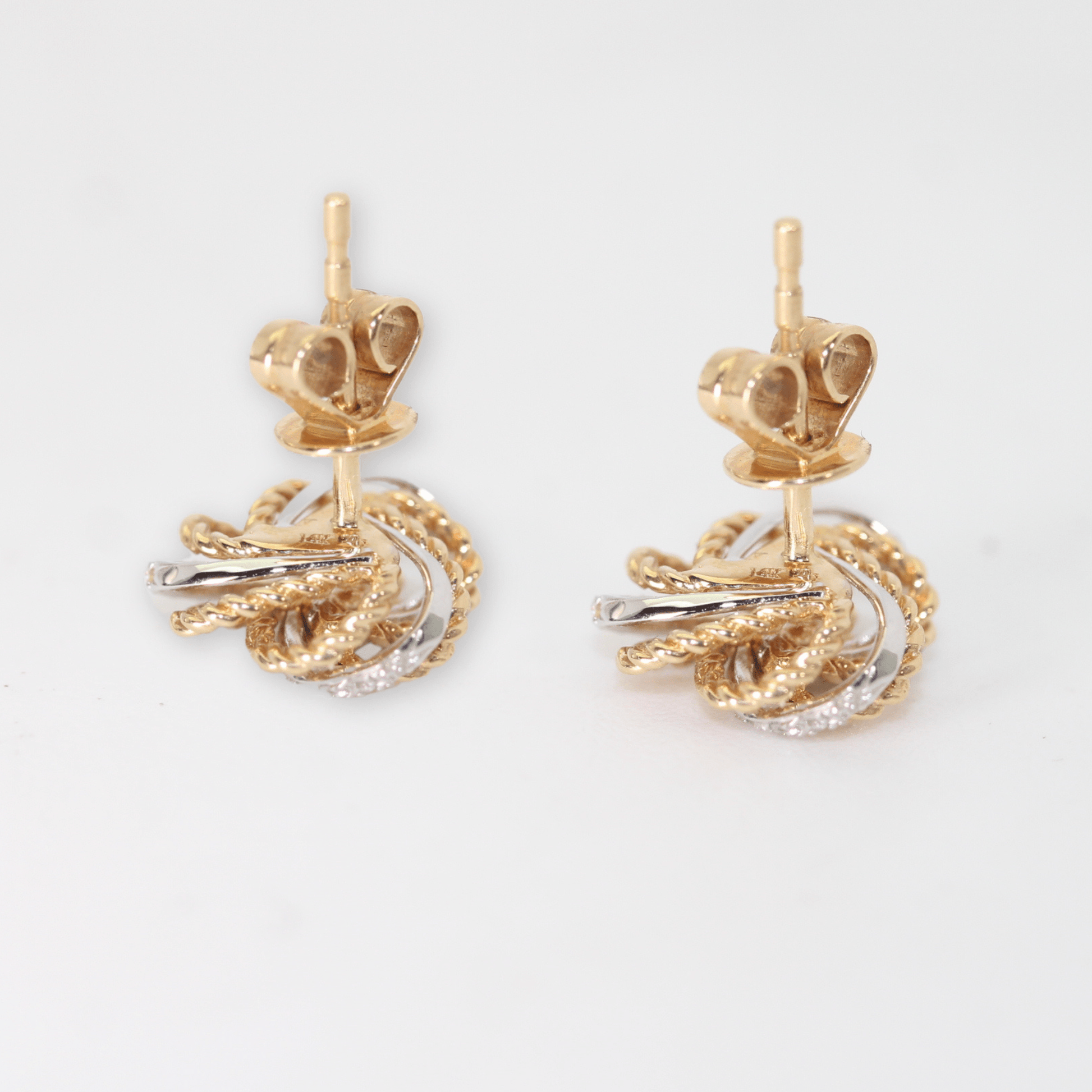 14K Yellow Gold Twisted Knot Stud Earrings Stud View