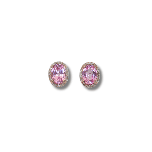 14K Rose Gold Diamond 2.5G Pink Stone Earrings Gold & Silver Pawn Shop