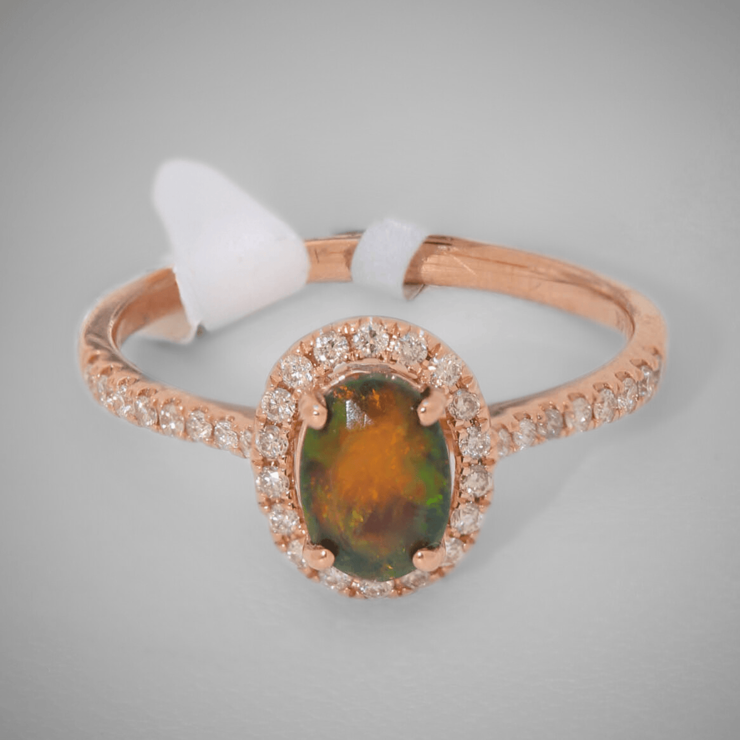 14k Rose Gold Opal Ring Close Up 