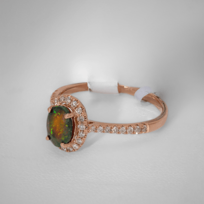 14k Rose Gold Opal Ring Angled View