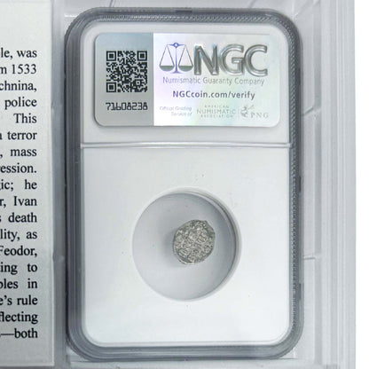 1533-84 Russia Denga Ivan IV Vasilyevich Genuine Coin Graded NGC Close View