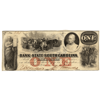 1861 $1 State of South Carolina Bank in Charleston Banknote Gold & Silver Pawn Shop