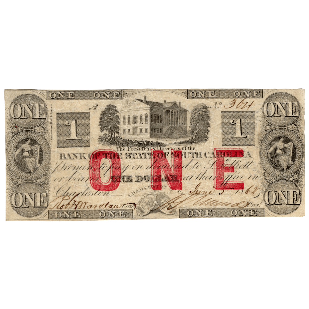1862 $1 Bank of the State of South Carolina Obsolete Banknote
Gold & Silver Pawn Shop