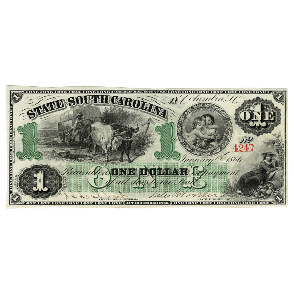 1866 State of South Carolina $1 Obsolete Banknote
Gold & Silver Pawn Shop
