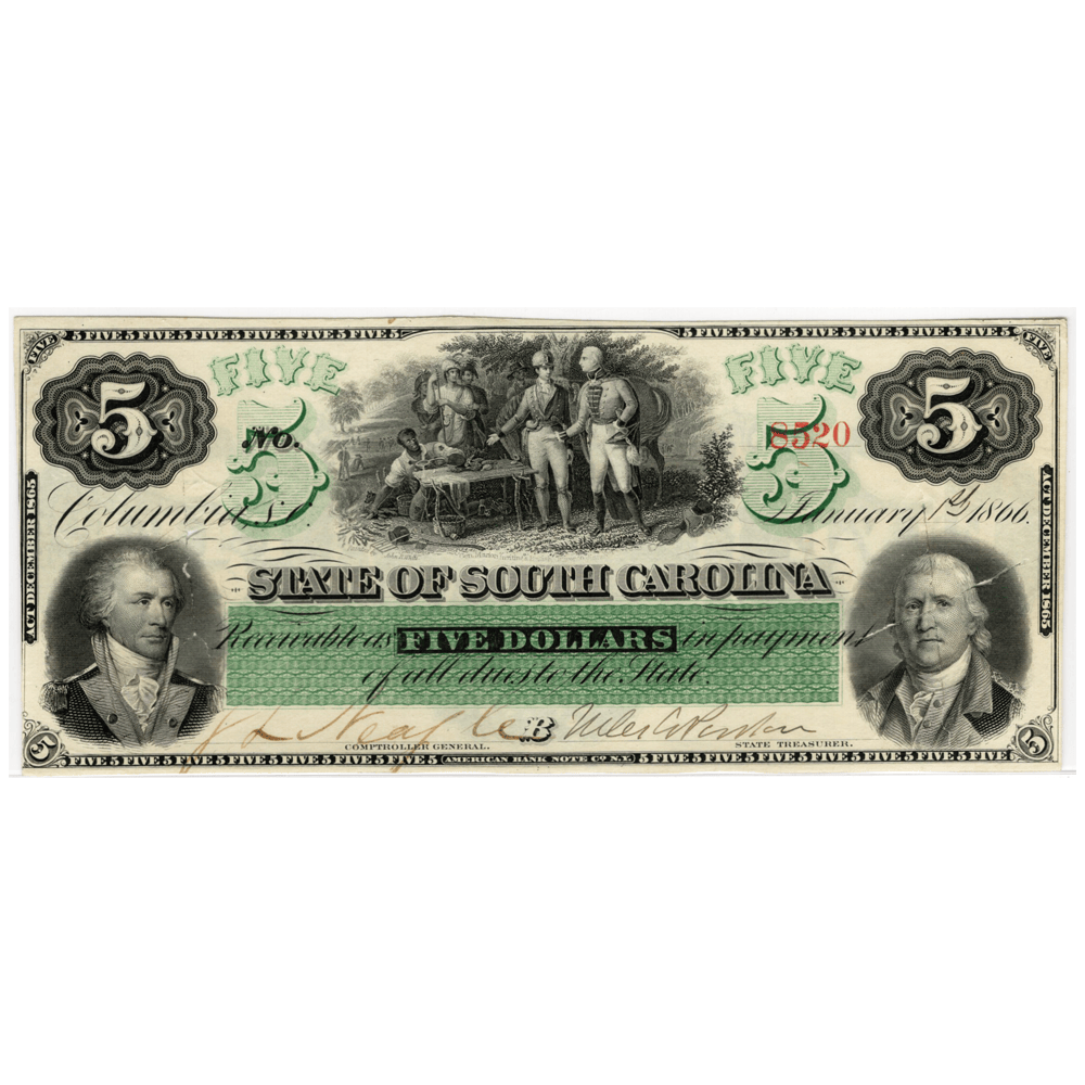 1866 $5 State of South Carolina Bank Note
Gold & Silver Pawn Shop