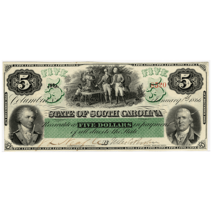 1866 $5 State of South Carolina Bank Note
Gold & Silver Pawn Shop
