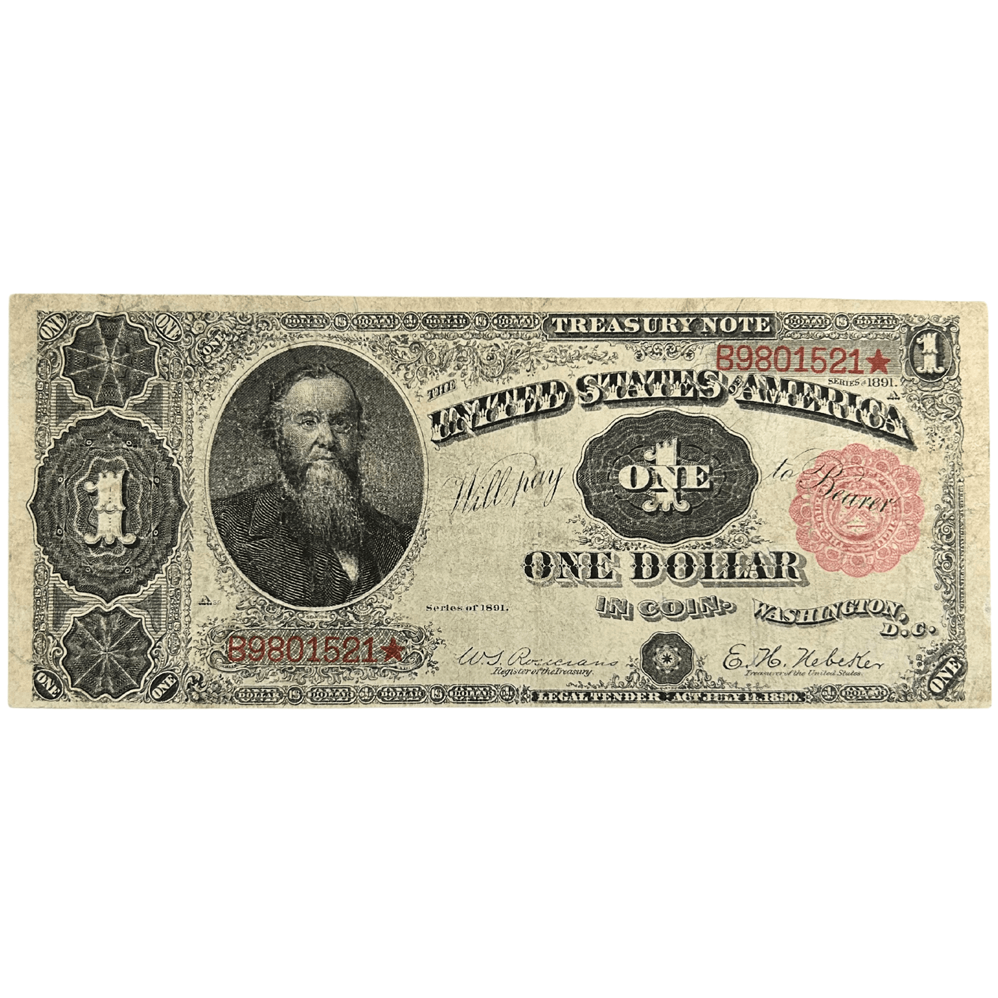 1891 Treasury Note $1 ZOOM